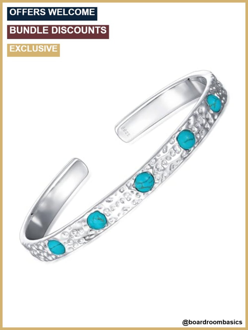 925 Sterling Silver Turquoise Bangle Bracelet Adjustable Cuff for Women